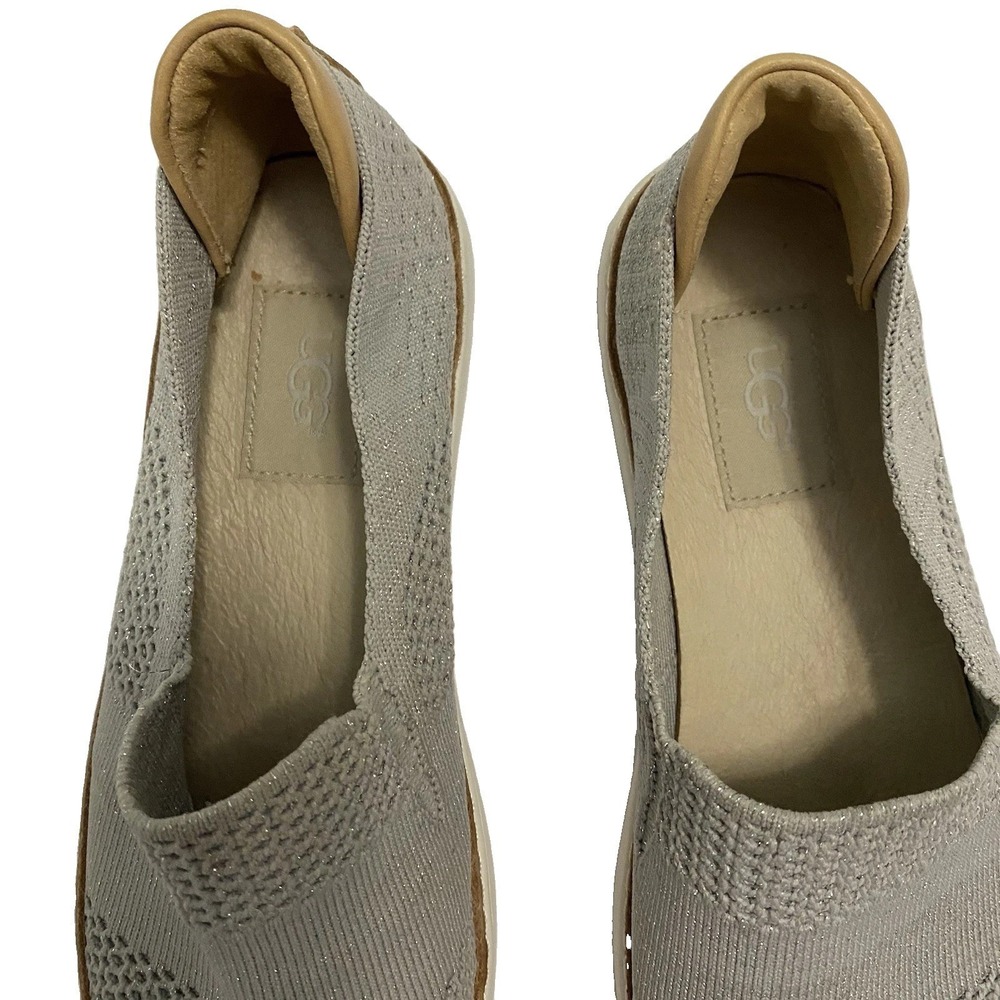 UGG‎ Sammy Knit Slip-On Sneakers Metallic Grey Size 8.5 - Picture 3 of 7